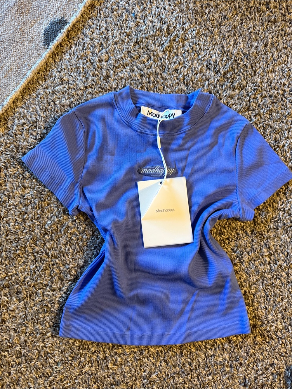 Madhappy Ribbed Baby Tee in Blue SIZE XS